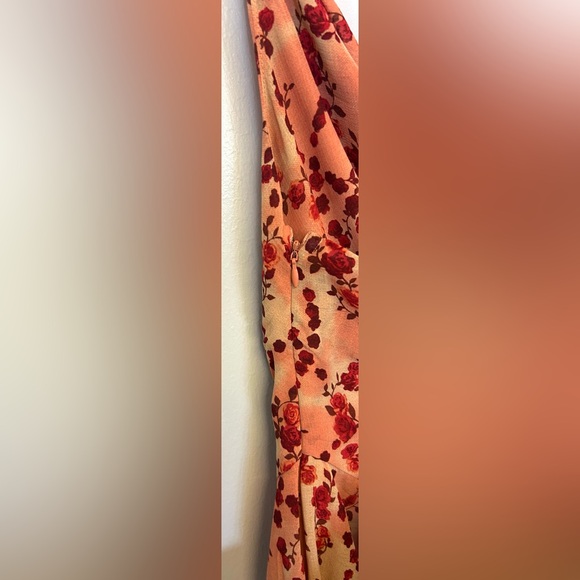 NWT Urban Outfitters‎ Marie Cowl Neck Dress Size Medium Pink Red Rose Romantic - Picture 6 of 9